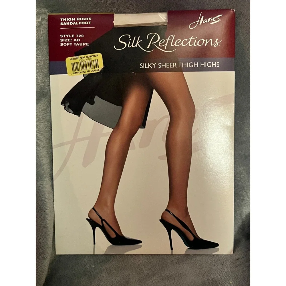 Vintage Hanes Silk Reflections Thigh Highs‎ AB Soft Taupe Style 720 Sealed